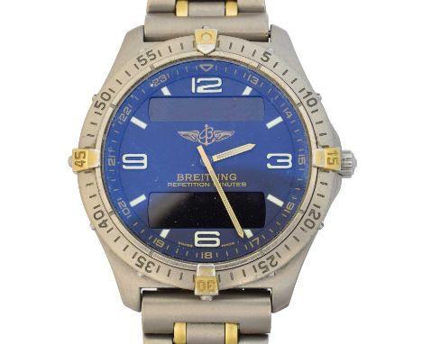 A titanium Breitling Aerospace watch, ref. F65062, the signed dial with luminous baton and 3, 6, 9 and 12 markers, digital di