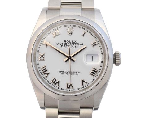 A stainless steel Rolex Oyster Perpetual Datejust wristwatch, circa 2011-19, the circular signed white dial with roman numera