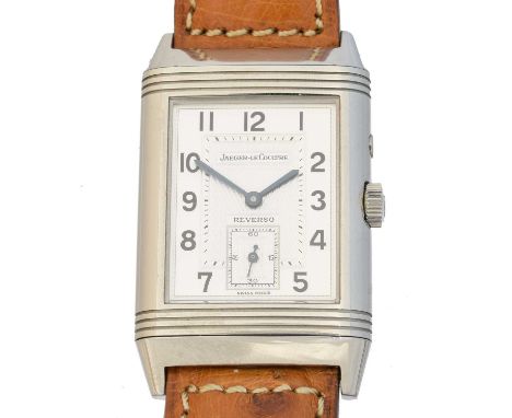 A Jaeger-LeCoultre Reverso Duoface Wristwatch, ref. 270.8.54, the signed silver-tone dial with arabic markers and subsidiary 