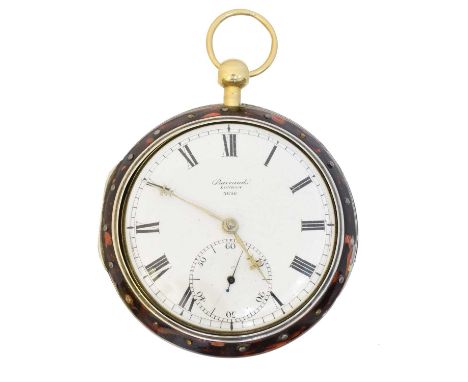 An early 19th century pair cased pocket watch by Barrauds, London, the circular signed dial with roman numeral hour markers, 