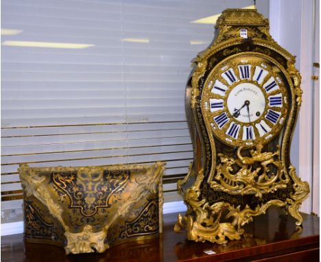 A French Louis XV boulle rosewood mounted bracket clock by Edme Baillot, mid 18th century and later, engraved Edme Baillot Pa