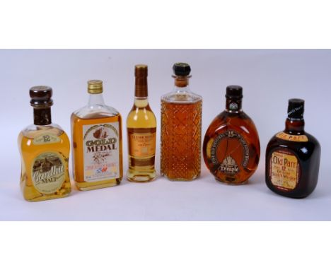 A Dimple 15 Year Old De Luxe Scotch Whisky, 75cl, 43% vol, together with an 1877-1977 Whisky in decanter with stopper, a Gold