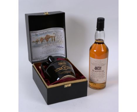 A Bladnoch 10 Year Old Malt Scotch Whisky, from the Flora and Forna range, 43% vol, 70cl, in original wooden box, together wi