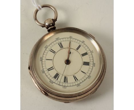 A Victorian silver cased chronograph pocket watch, the inner case bearing hallmarks for Chester 1889