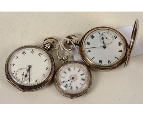 A Buren silver presentation open faced pocket watch, the white enamel dial with Arabic numerals and subsidiary seconds dial, 