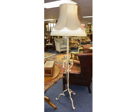 A painted wrought iron floor lamp, with shade, 173cm high