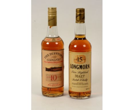 A Longmorn 15 Year Old Pure Highland Malt Scotch Whisky, 70cl, 43% vol, together with The Dufftown Glenlivet 10 Year Old Pure
