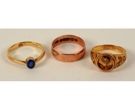 A 9ct gold and diamond ring, the central floral motif set with mili diamond to centre, 3.2g, ring size K/L, together with a 1