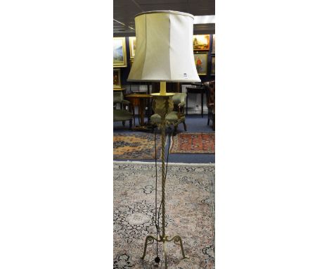 A painted wrought iron floor lamp, with shade, 172cm high