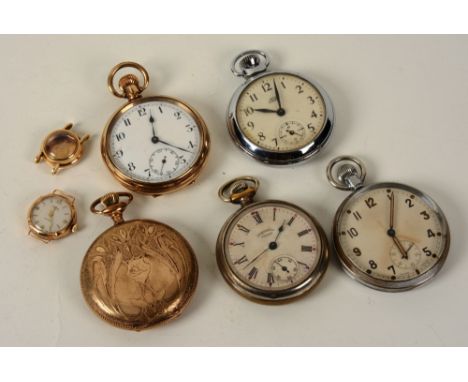 A Swiss made military open faced pocket watch, the dial with Arabic numerals and subsidiary seconds dial, stamped to case GST