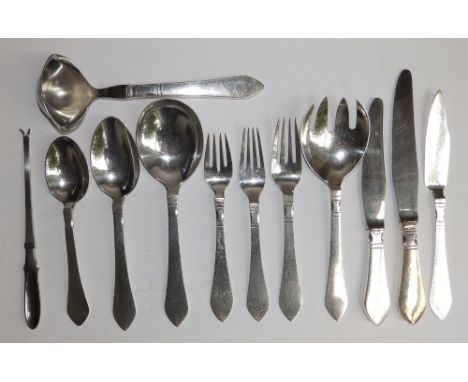 48 pieces of Georg Jensen Continental pattern 'Antik' table cutlery with 'Sterling' handles, designed by Jensen in 1906,  com