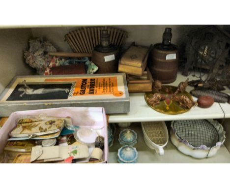 Vintage wooden and other period objects: to include 'The Gaston and Andree Health and Slimming Apparatus'  boxed; and a pair 