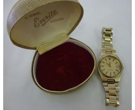 An Omega yellow metal plated cased Electric F300 HZ Seamaster Chronometer bracelet wristwatch, the movement with sweeping sec