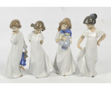 Four Nao figures; 1107 "We're Sleepy", 1108 "My Rag Doll", 1109 "So Shy" and 1110 "How Pretty" (af) (4). CONDITION REPORT: Ho