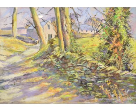 MARJORIE K DEAN; pastel drawing, rural scene, 33 x 48cm, framed and glazed.