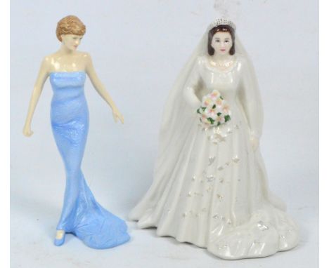 A Royal Worcester commemorative figure of the Queen as a bride commemorating The Diamond Wedding Anniversary of The Queen and