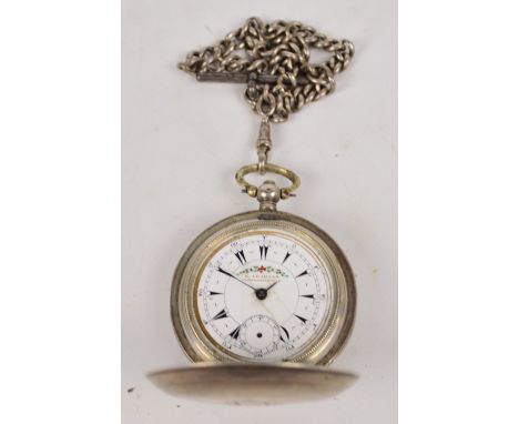 K.ARABIAN, CONSTANTINOPLE; a late 19th century silver cased key wind hunter pocket watch made for the Middle Eastern market, 
