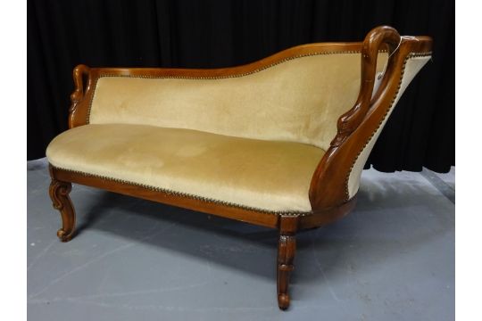 Chaise Longue Stained Beech With Double Swan Neck Arms 134cm Wide Please Note All Our Items A - Double Arm Chaise Lounge Chaise Longue Stained Beech With Double Swan Neck Arms 134cm Wide Please Note All Our Items A - Double Arm Chaise Lounge