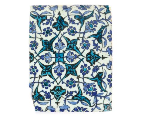 
    
        
            A mid-16th century tile, Damascus, Syria, circa 1550,&nbsp; designed with a floral interlace of sp