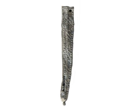                         A 15th Century pewter pilgrims badge, designed as scabbard for a dagger, 75mm long                   