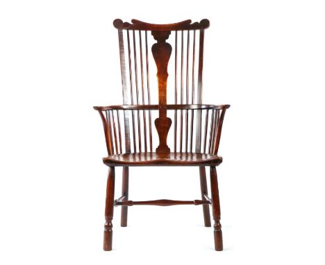                         A good George III cherry, walnut and elm comb-back Windsor armchair, Thames Valley, circa 1770-90, th