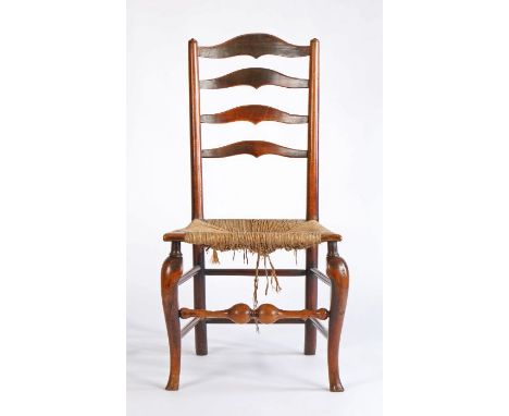                         An unusual and possibly unique George II cherry ladderback side chair, possibly Lincolnshire, circa 1