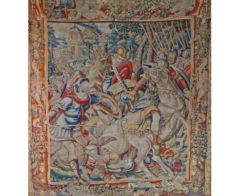 AN HISTORICAL TAPESTRY, FRANCO-FLEMISH, CIRCA 1600Woven in wools, depicting The Battle from The Story of Titus and Vespasian,