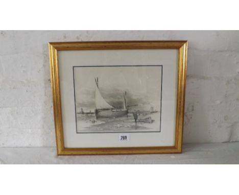 J K 1833 – Boats on Shoreline. 7.5” x 9.5”. Signed with initials  