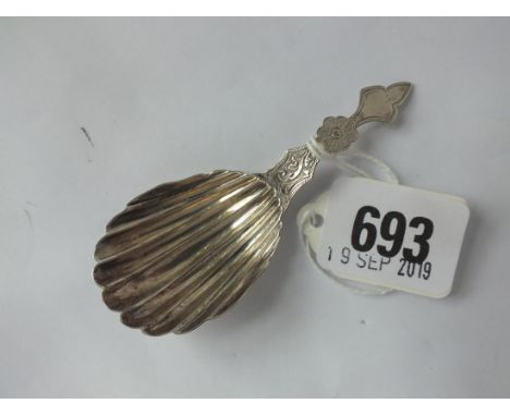 Victorian caddy spoon with cut out handle, Lon 1887 by CB  