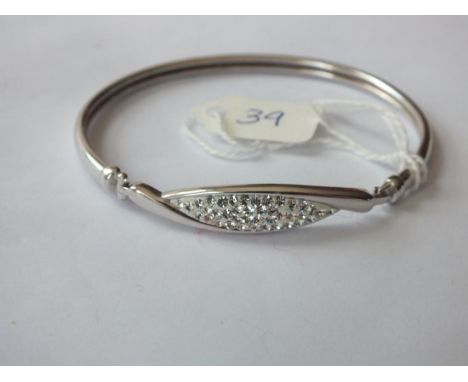Silver and white stone bangle     