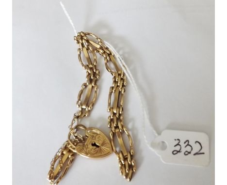 9ct gate bracelet with padlock – 12.2g     