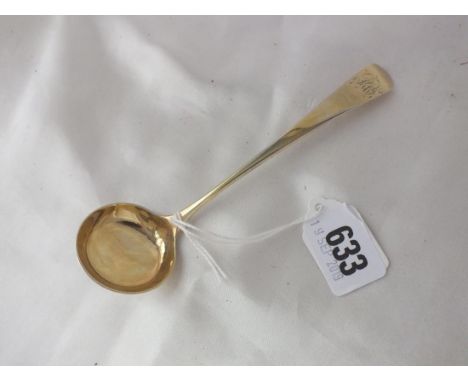 Georgian silver gilt sauce ladle, 1790 by Script JW   