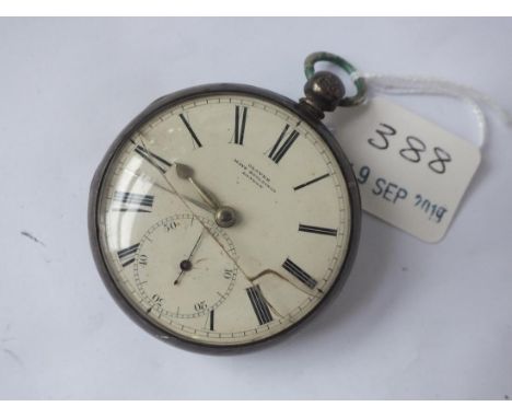 Silver gents pocket watch by Glover with seconds dial   
