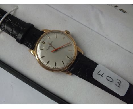 18ct. gold INTERNATIONAL WATCH Co. gents wrist watch with seconds sweep and leather strap     