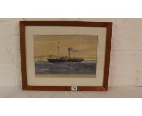 Norman Wilkinson – The Paddle Steamer, The Black Eagle off the Coast 9” x 13.52 Signed and inscribed   