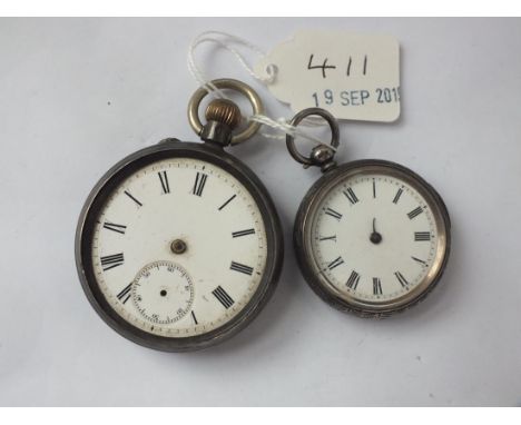 Gents silver pocket watch and ladies silver fob watch   (A/F)         