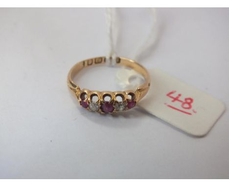 Victorian 18ct. five stone ruby, diamond ring   
