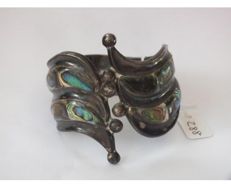 Mexican silver and abalony bangle (A/F)     