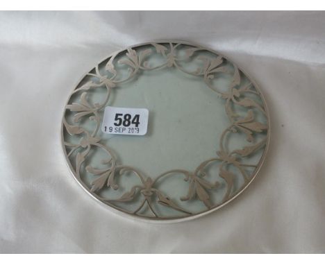 Sterling silver teapot stand with glass body, unmarked and a silver stamp roller holder      