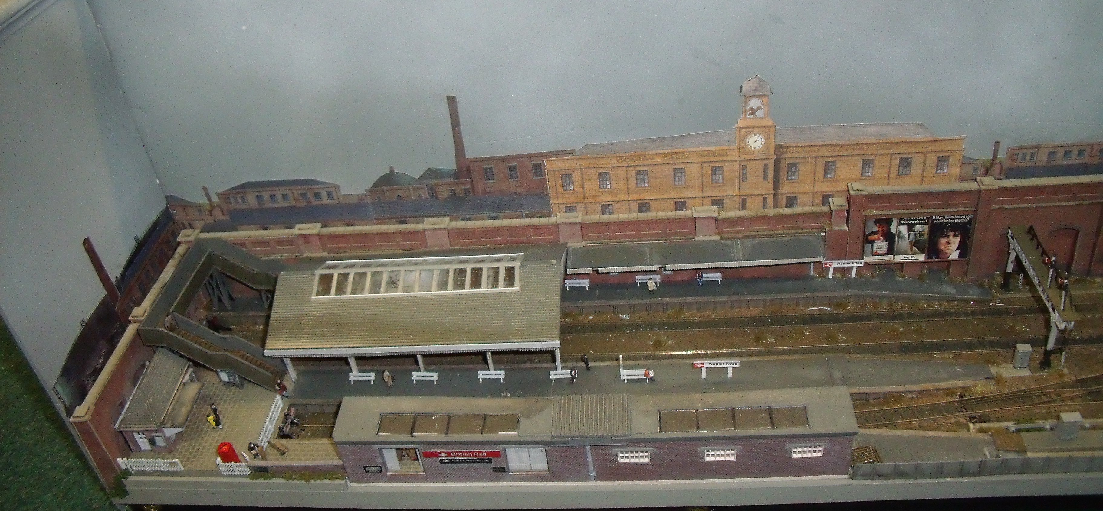 N gauge end to end model railway layout with four lines, card scenic's etc (in three sections 122 N gauge end to end model railway layout with four lines, card scenic's etc (in three sections 122