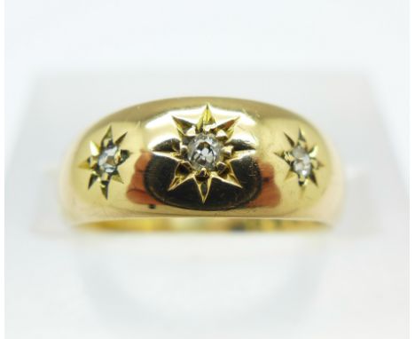 A Victorian 18ct gold and diamond gypsy ring, Chester 1896, 3.7g, L