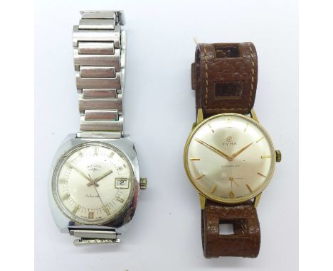 Two wristwatches, Cyma and Rotary