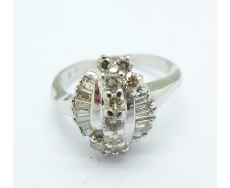 An 18ct white gold and diamond ring, diamond weight 0.85 carat, (0.85 marked on shank), 6.1g, N