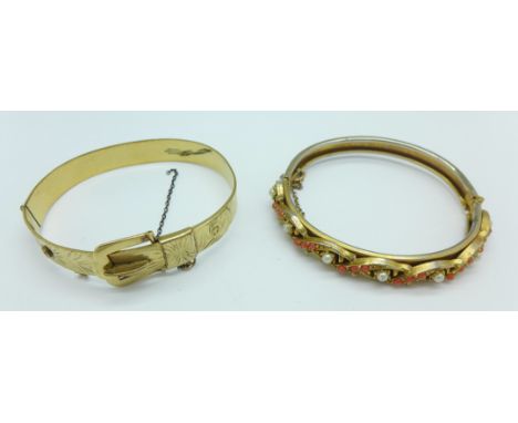 Two rolled gold bangles