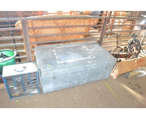 A large galvanised trunk