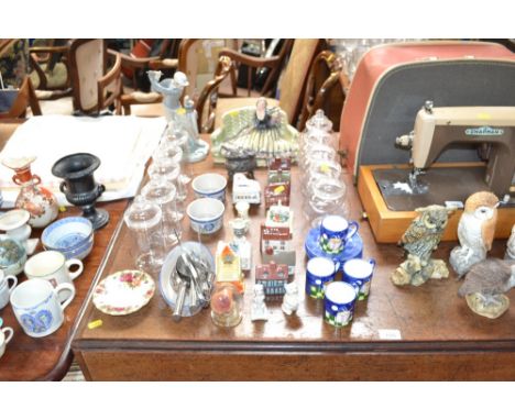 A quantity of plastic storage jars; various crested china; model cottages, a Lladro figure (AF) etc