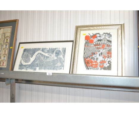 Joyce Knight; pencil signed limited edition print "Leda and the Swan" and a Maria McGuchan limited edition print "Town Hall I