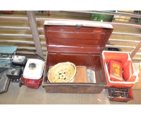 A metal trunk and contents 