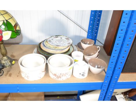 A collection of Poole twin tone teaware; a Poole pottery preserve pot; various other decorative china