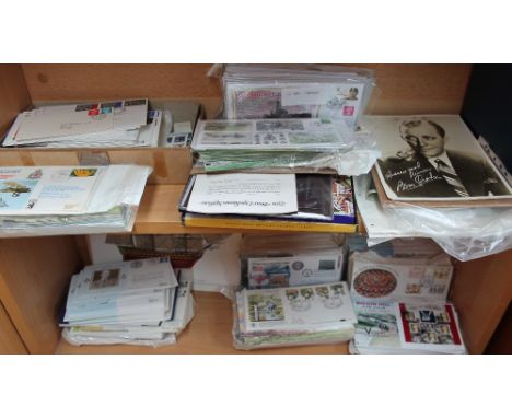 Various first day covers, great British warships, First Flights, Helicopter flights, etc, together with assorted postcards wi